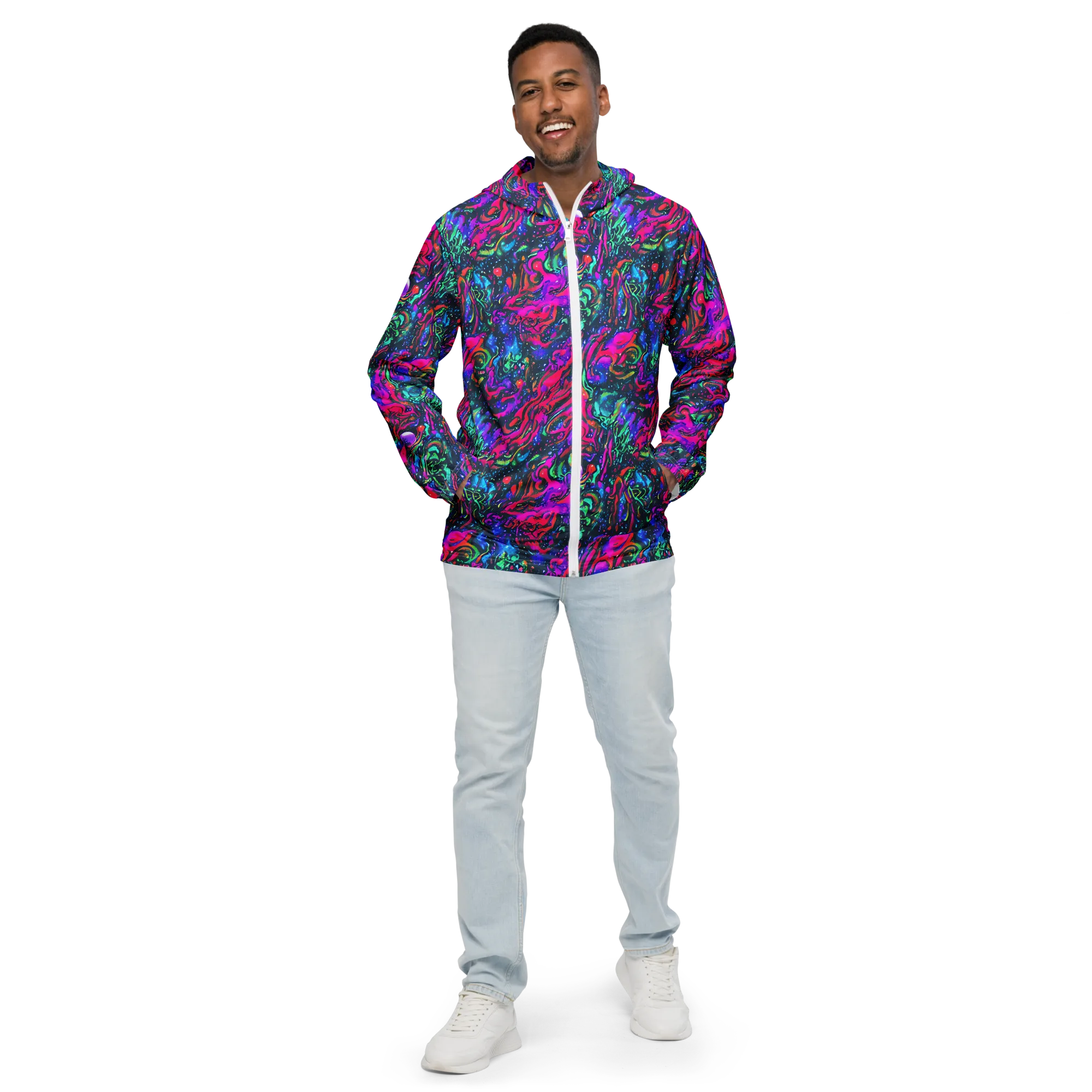 Cosmic Colorstorm on Men's Windbreaker — Front