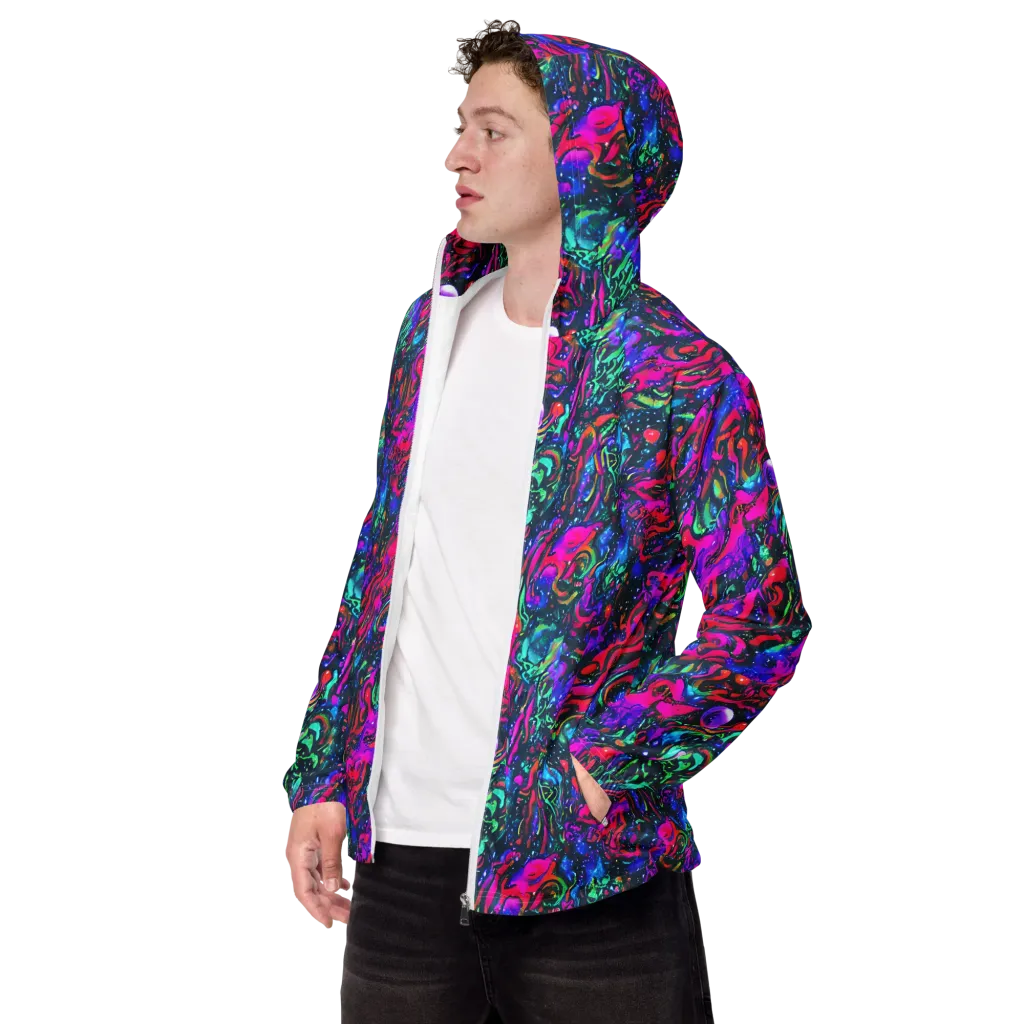 Cosmic Colorstorm on Men's Windbreaker — Left Front