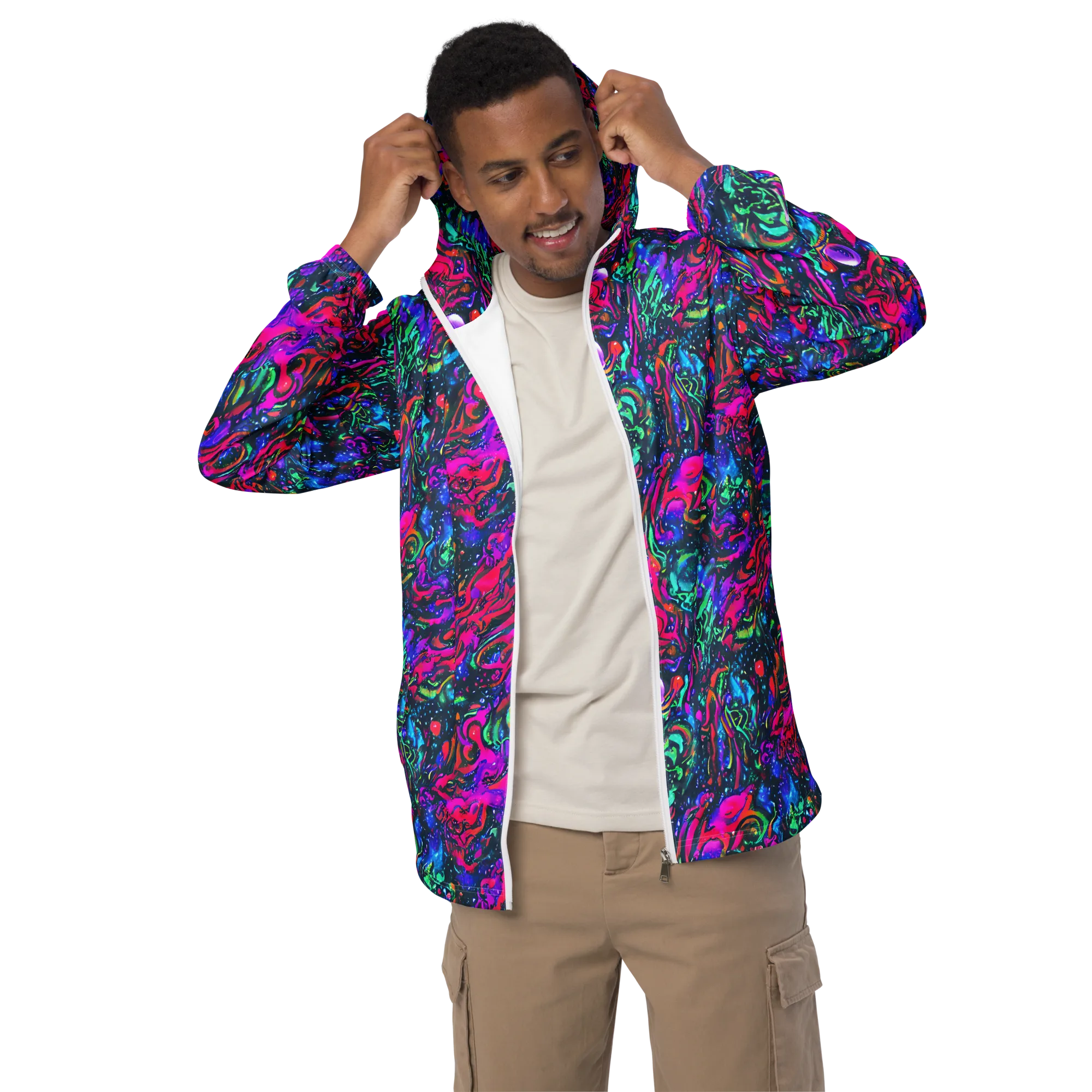 Cosmic Colorstorm on Men's Windbreaker — Front