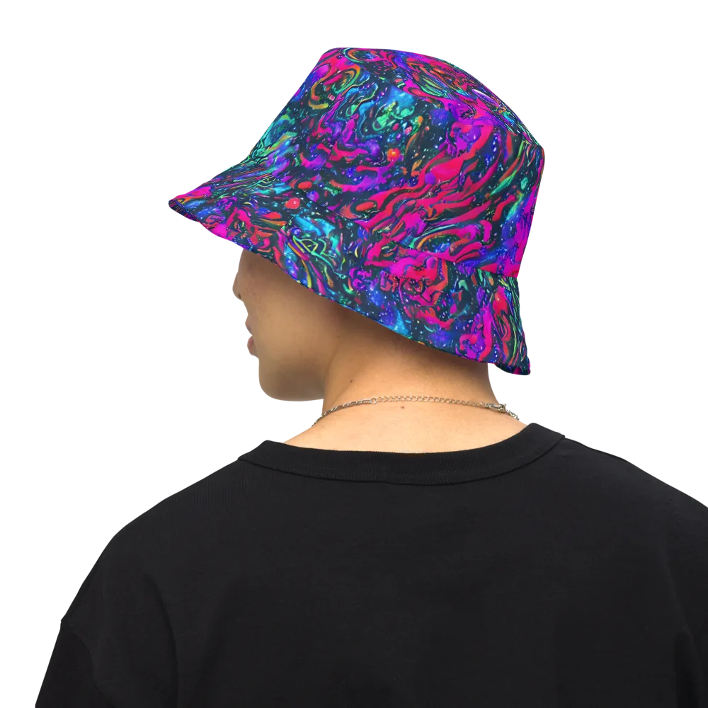 Cosmic Colorstorm on Reversible Bucket Hat — Back Inside