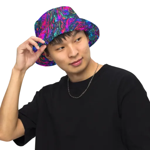 Cosmic Colorstorm on a Reversible Bucket Hat