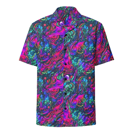 Cosmic Colorstorm on a Button Shirt
