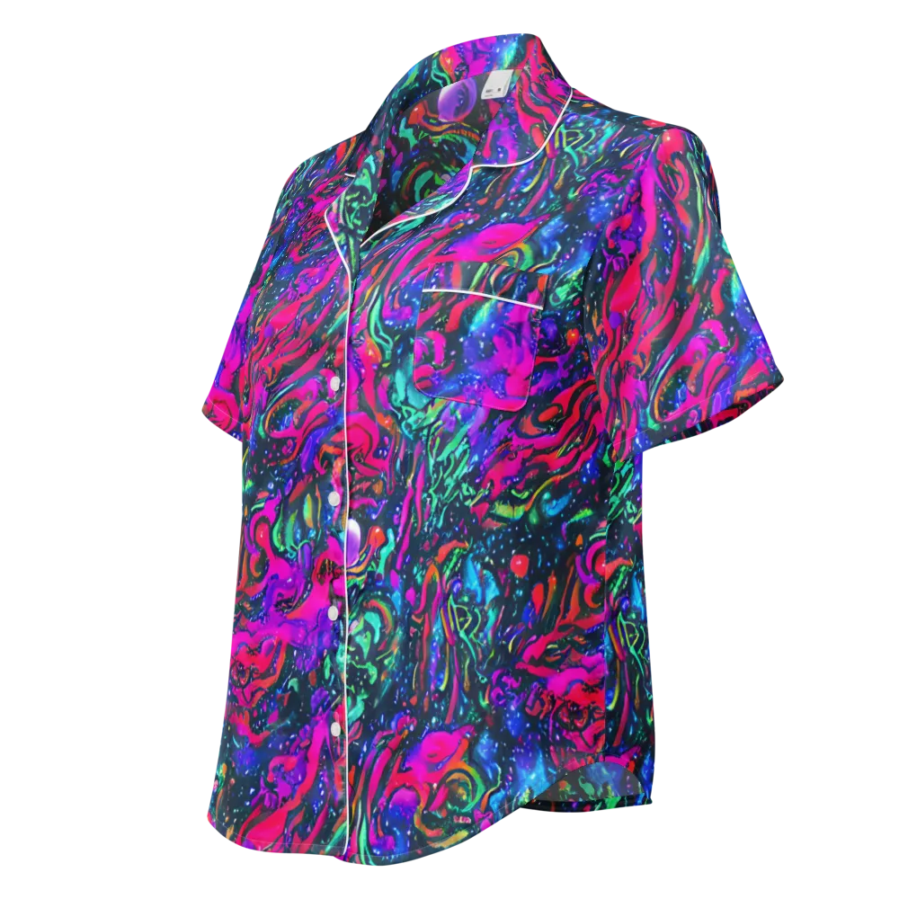 Cosmic Colorstorm on Women's Short Sleeve Pajama Top — Left Front