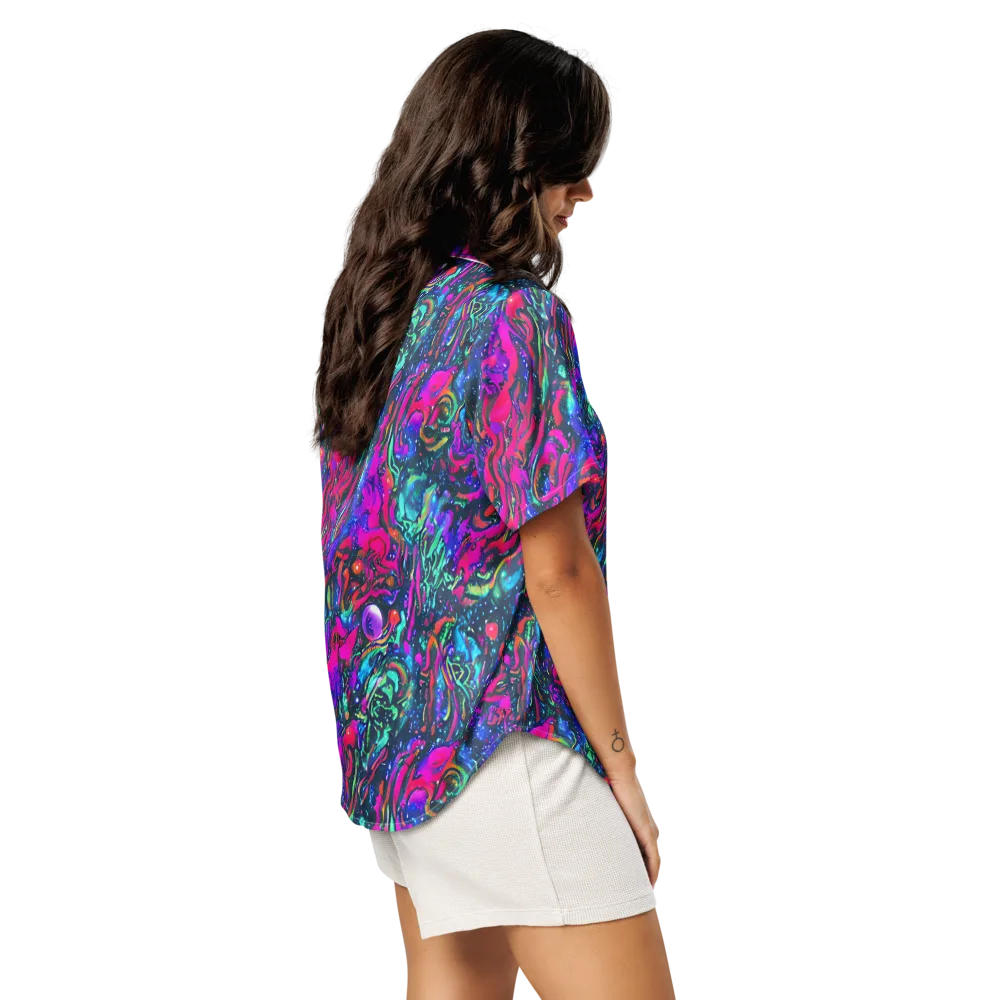 Cosmic Colorstorm on Women's Short Sleeve Pajama Top — Right Back