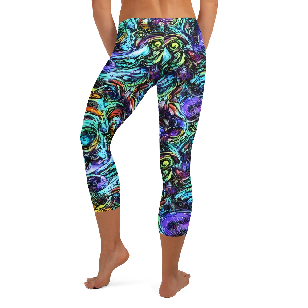 Iridescent Chaos on Capri Leggings — Back