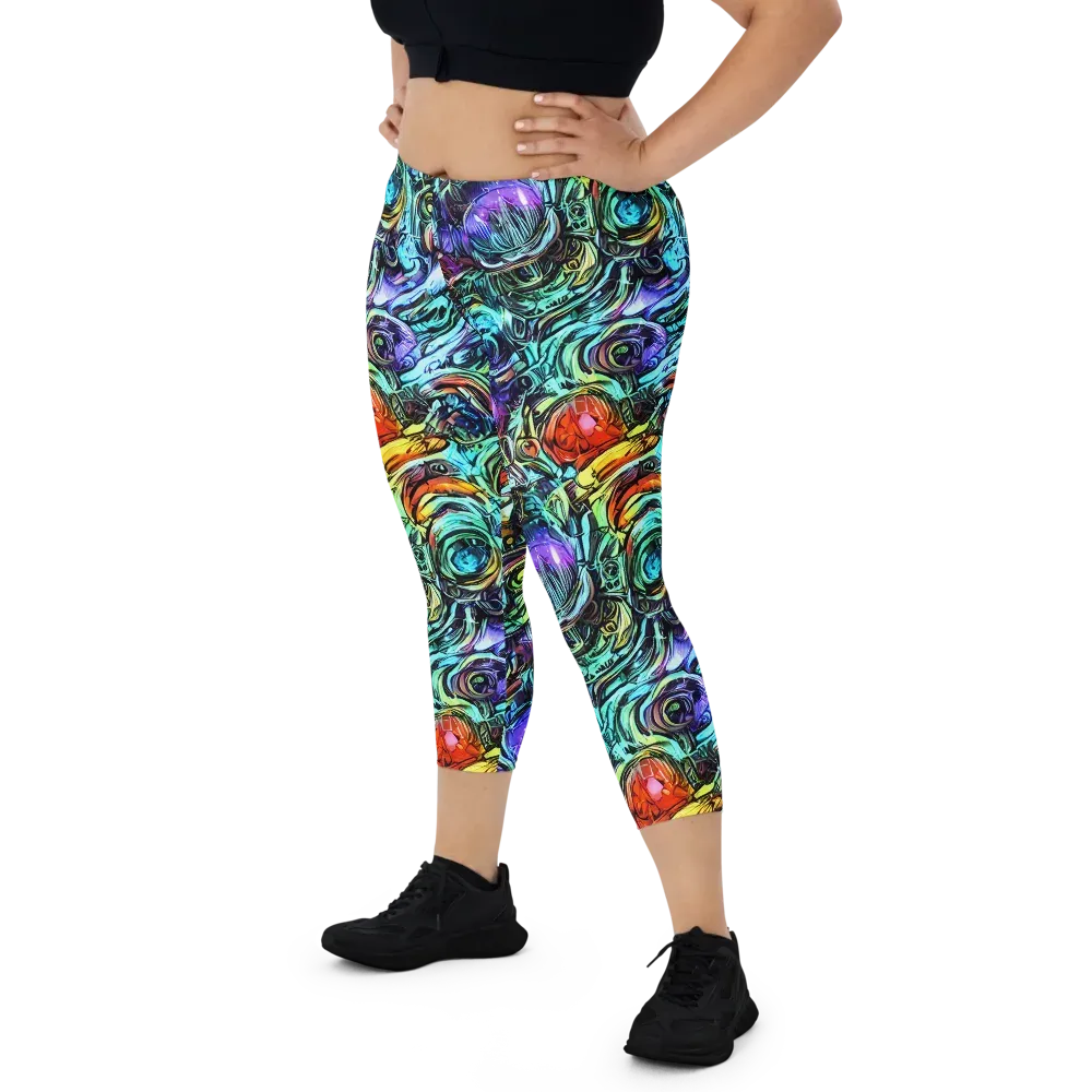 Iridescent Chaos on Capri Leggings — Front