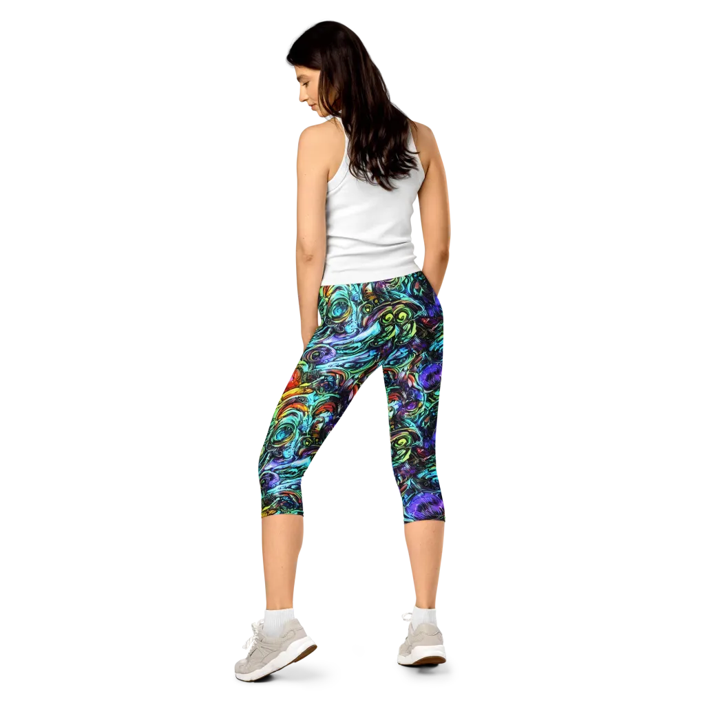 Iridescent Chaos on Capri Leggings — Back