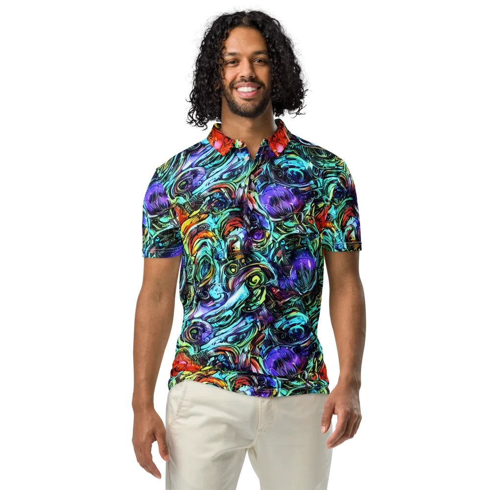 Iridescent Chaos on Men's Slim Fit Polo Shirt — Front