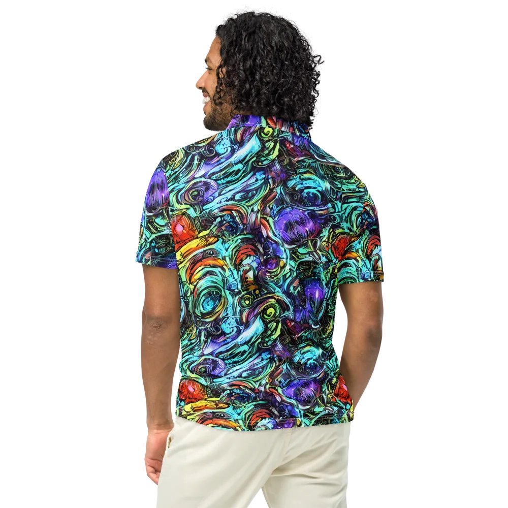 Iridescent Chaos on Men's Slim Fit Polo Shirt — Back