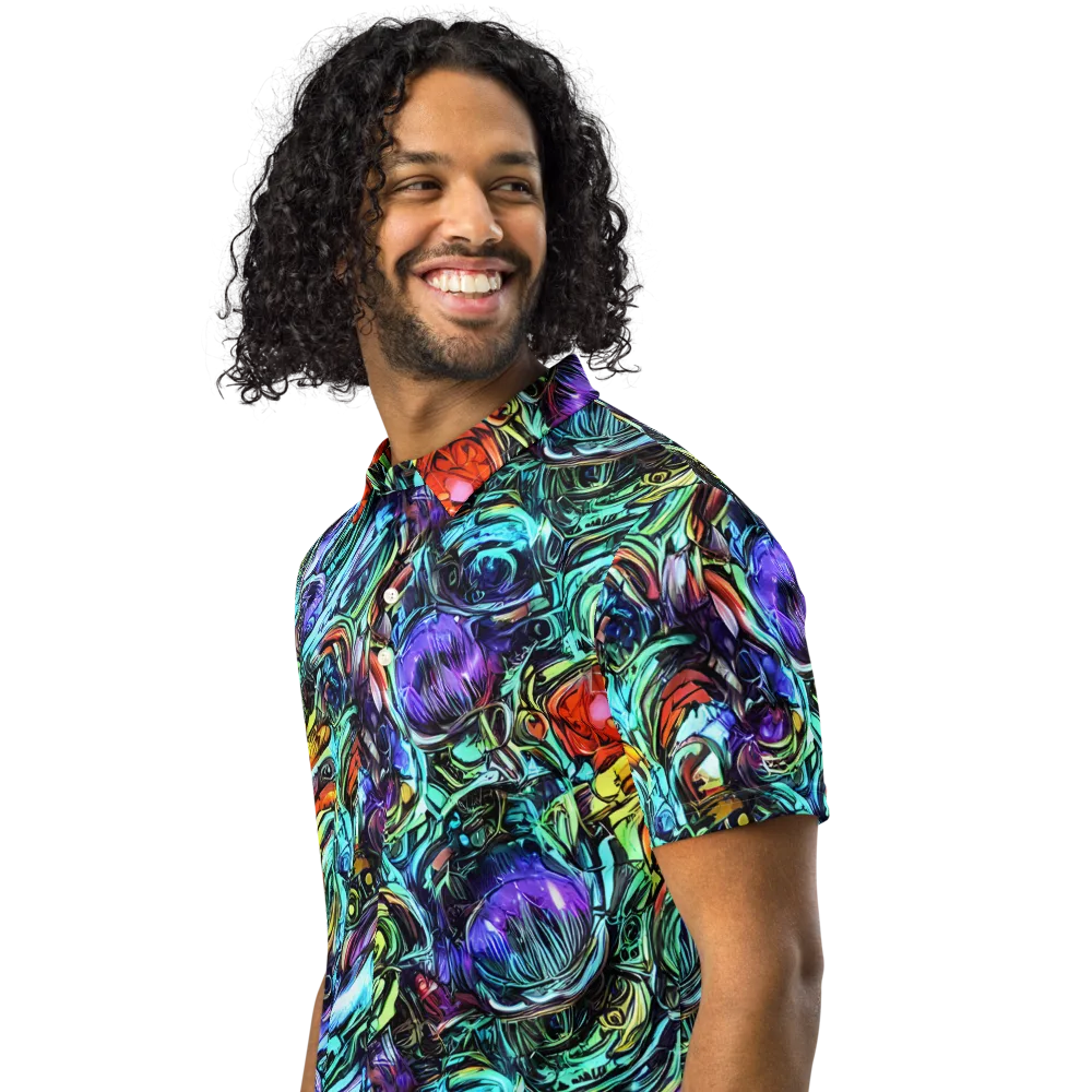 Iridescent Chaos on Men's Slim Fit Polo Shirt — Left Front