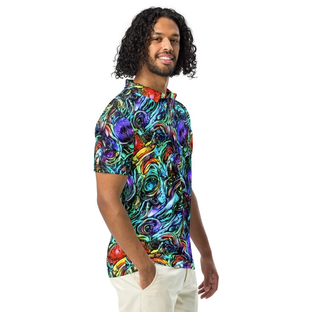 Iridescent Chaos on Men's Slim Fit Polo Shirt — Right Front