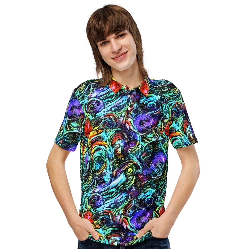 Iridescent Chaos on Men's Slim Fit Polo Shirt — Front