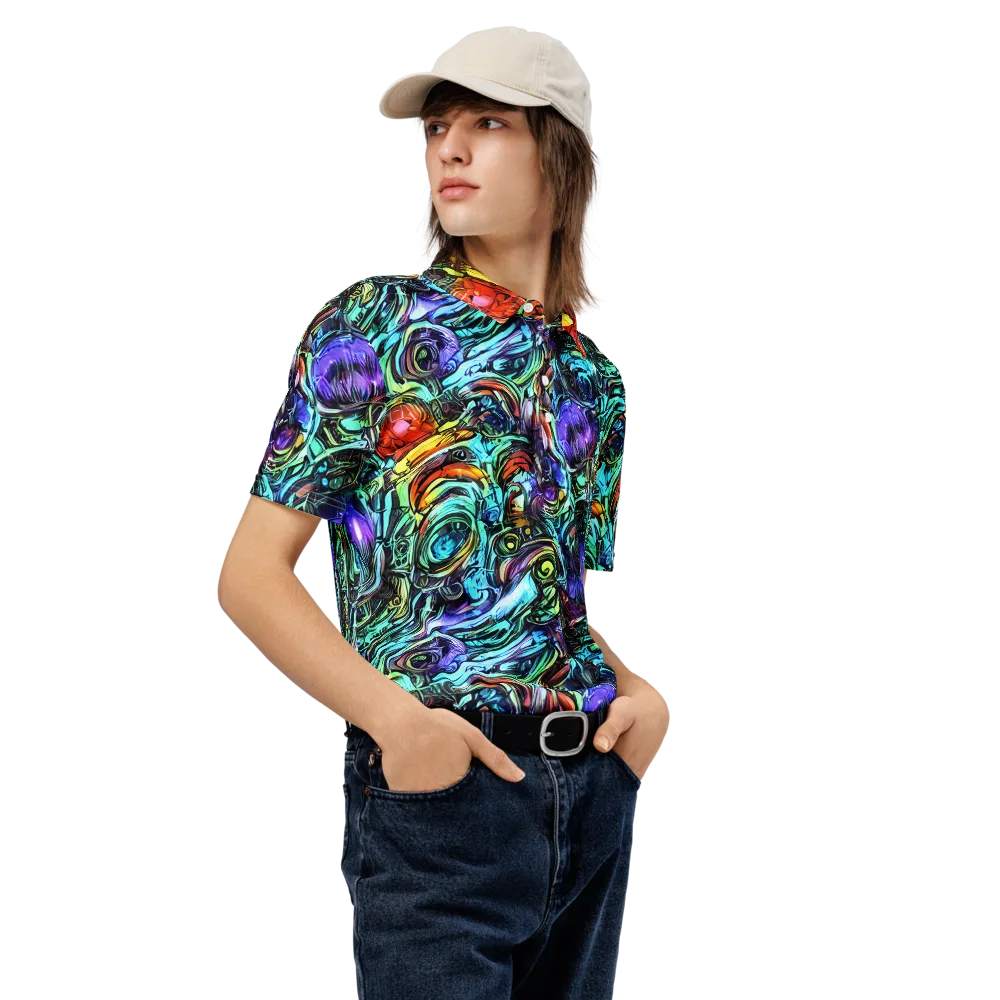 Iridescent Chaos on Men's Slim Fit Polo Shirt — Right Front