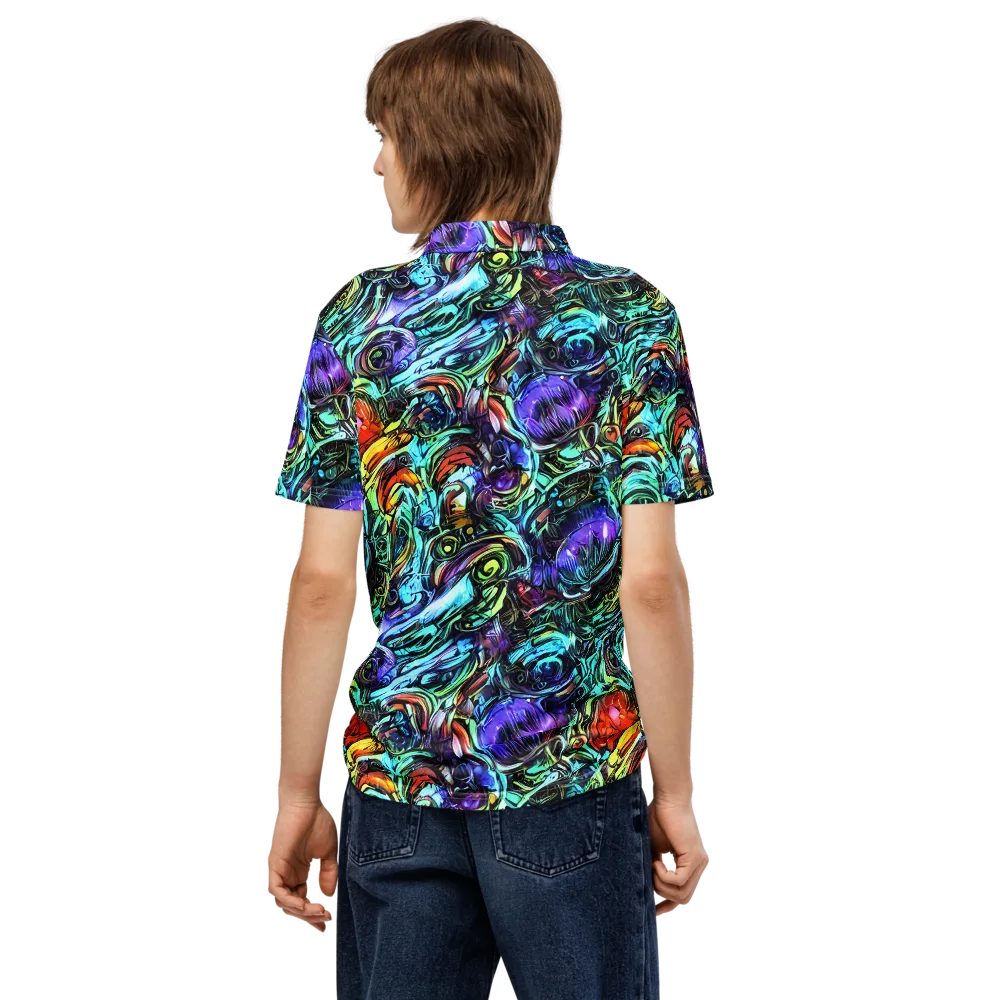 Iridescent Chaos on Men's Slim Fit Polo Shirt — Back