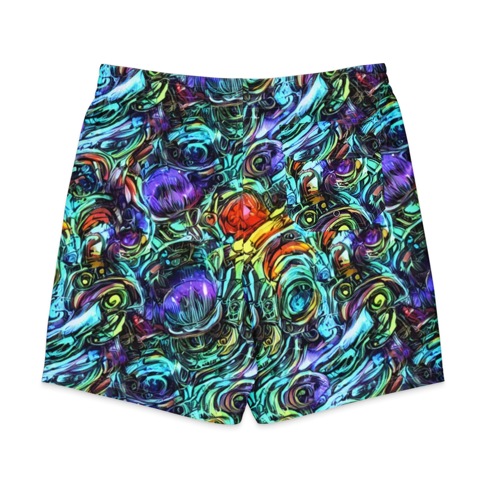 Iridescent Chaos on Men's Board Shorts — Back