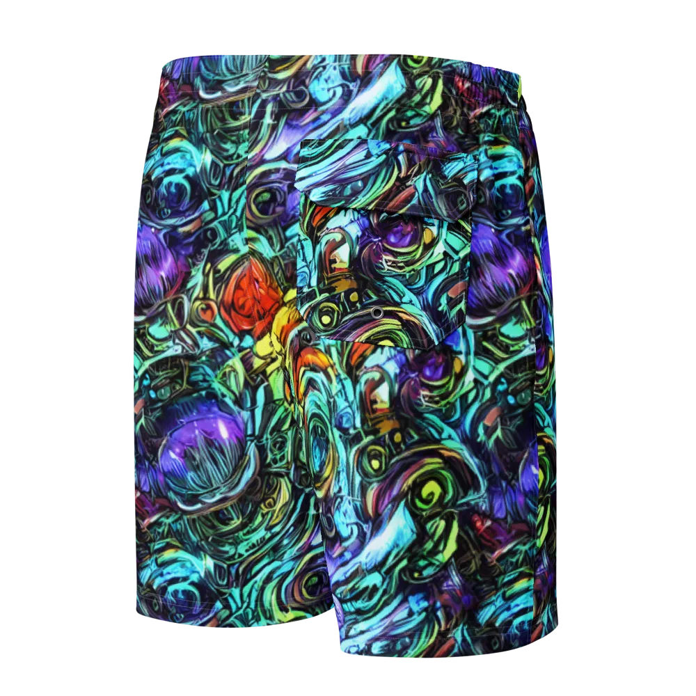 Iridescent Chaos on Men's Board Shorts — Back