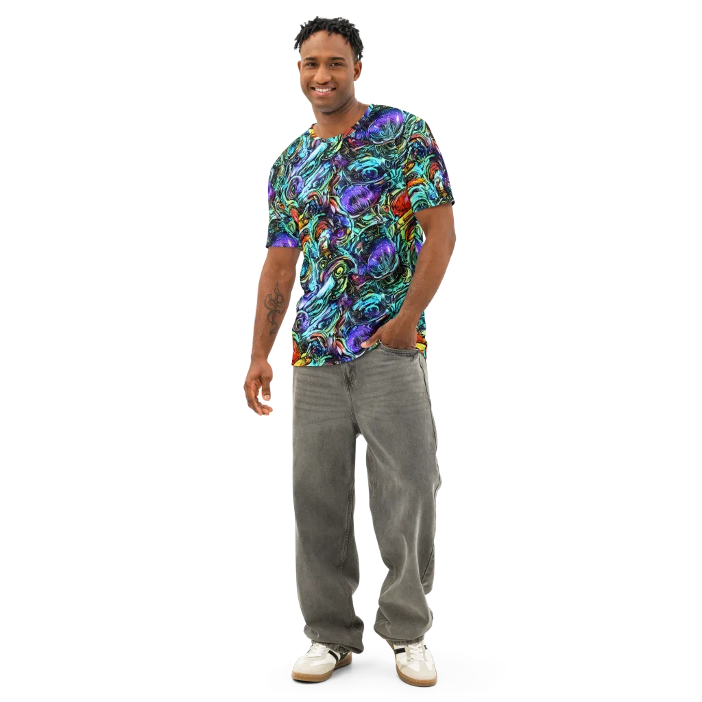 Iridescent Chaos on Men's Cotton Crew Neck T-Shirt — Front