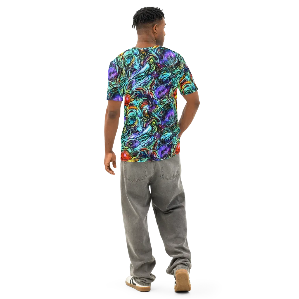 Iridescent Chaos on Men's Cotton Crew Neck T-Shirt — Back