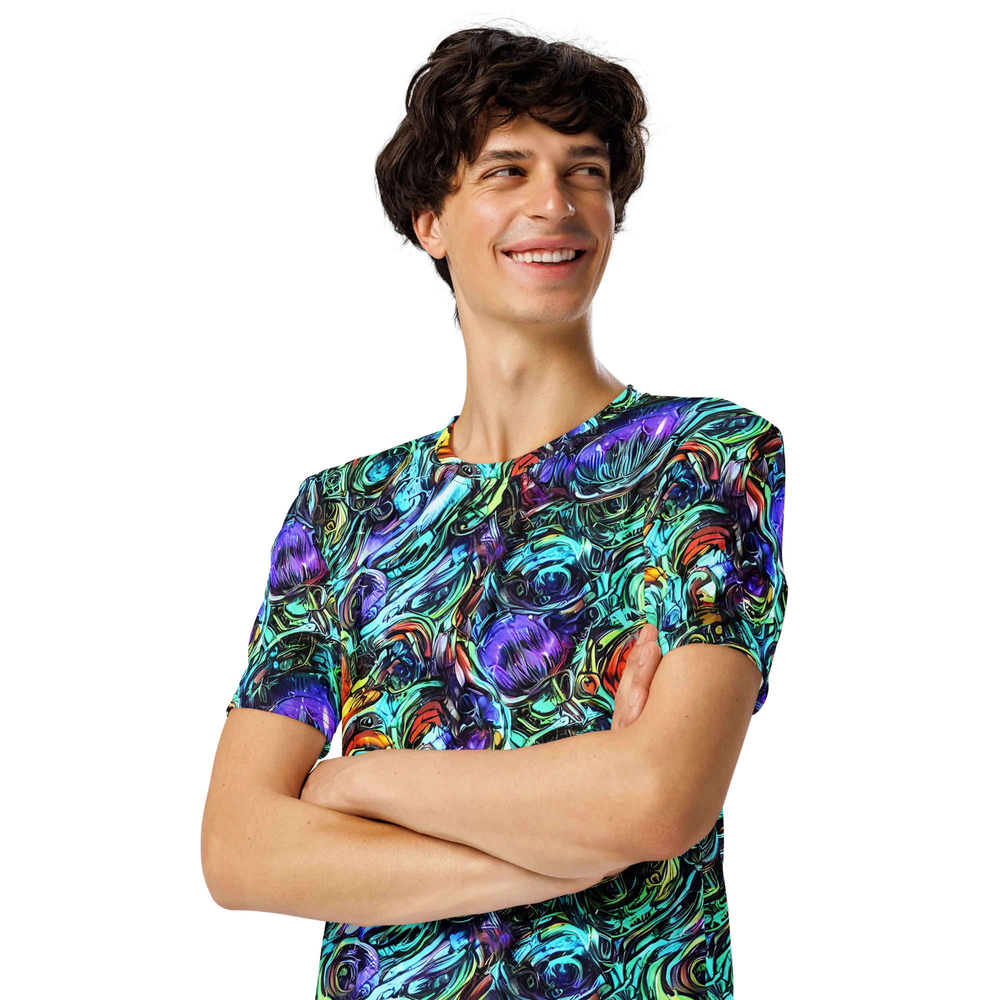 Iridescent Chaos on Men's Crew Neck T-Shirt — Left Front