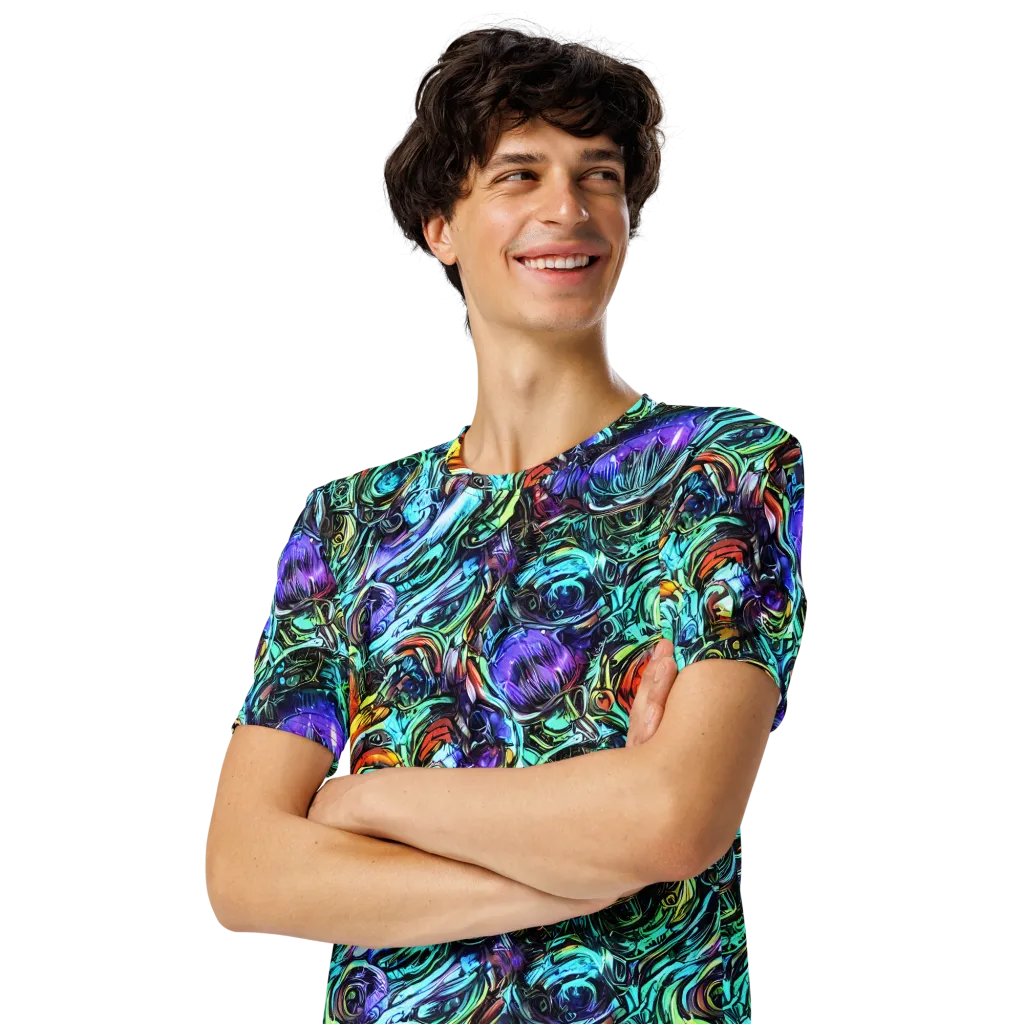 Iridescent Chaos on Men's Crew Neck T-Shirt — Left Front