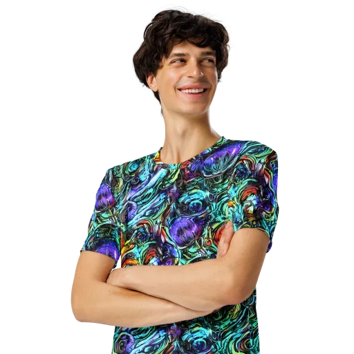 Iridescent Chaos on a Men's Crew Neck T-Shirt