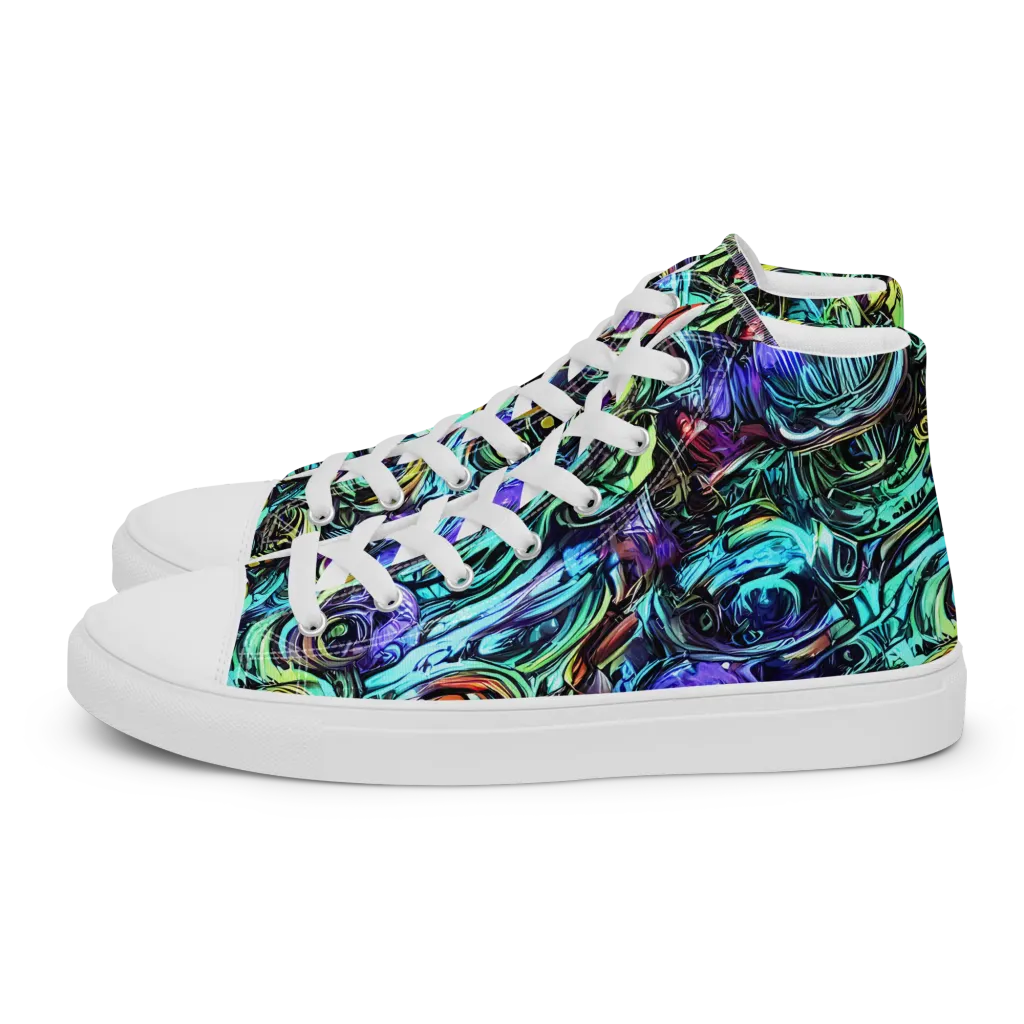 Iridescent Chaos on Men's High Top Canvas Shoes — Left