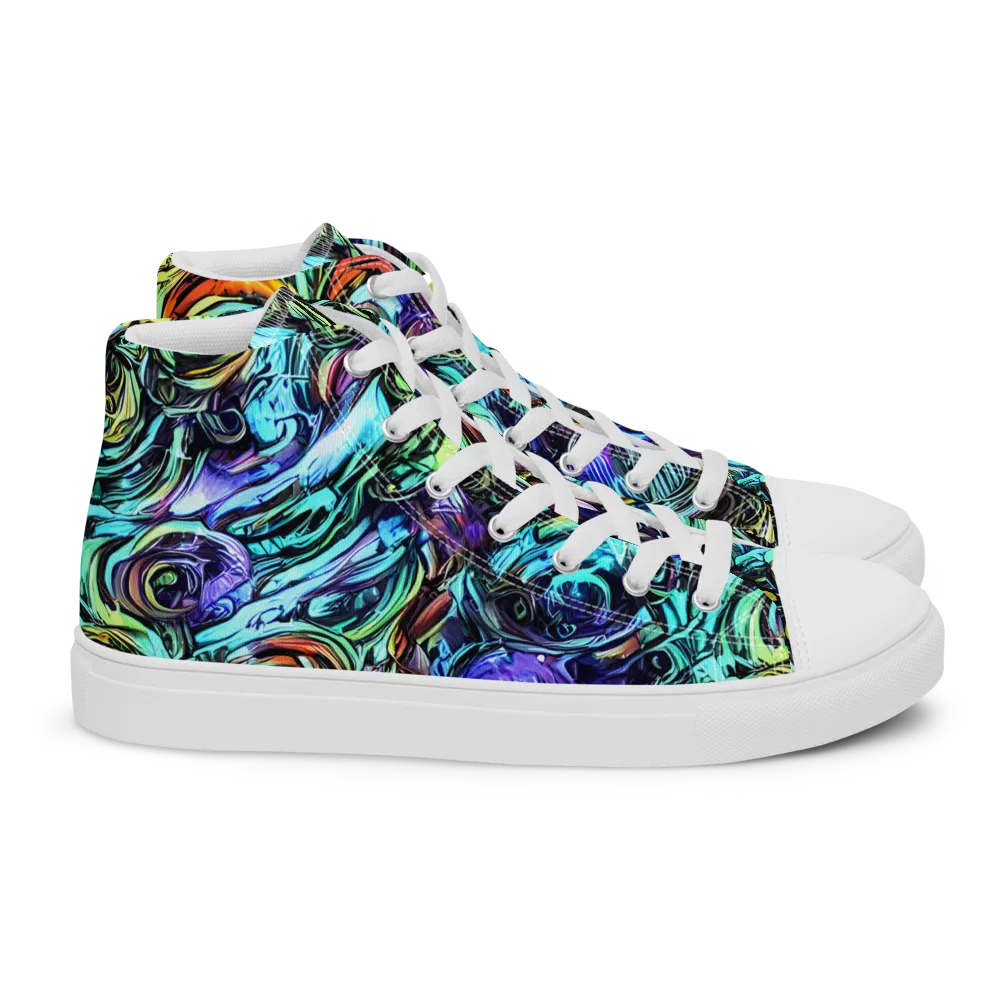 Iridescent Chaos on Women's High Top Canvas Shoes — Right