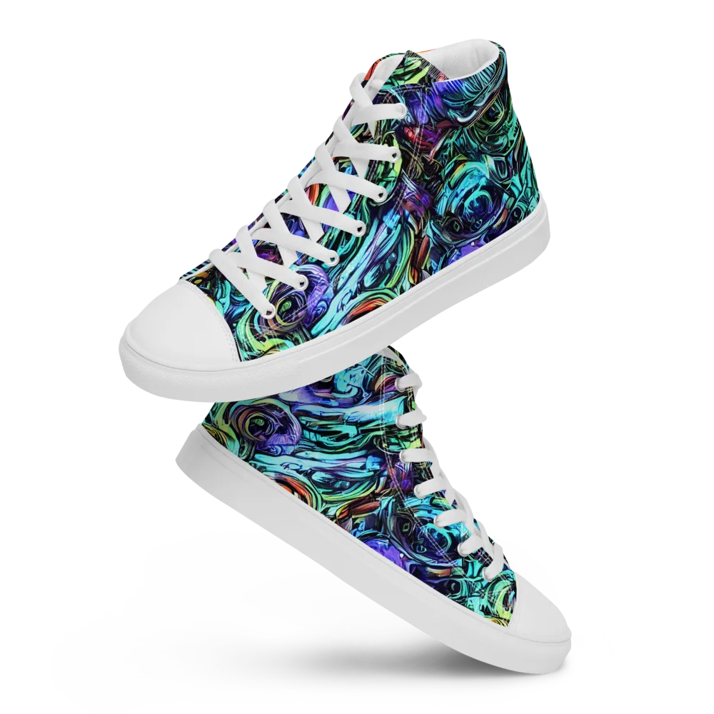 Iridescent Chaos on Women's High Top Canvas Shoes — Front