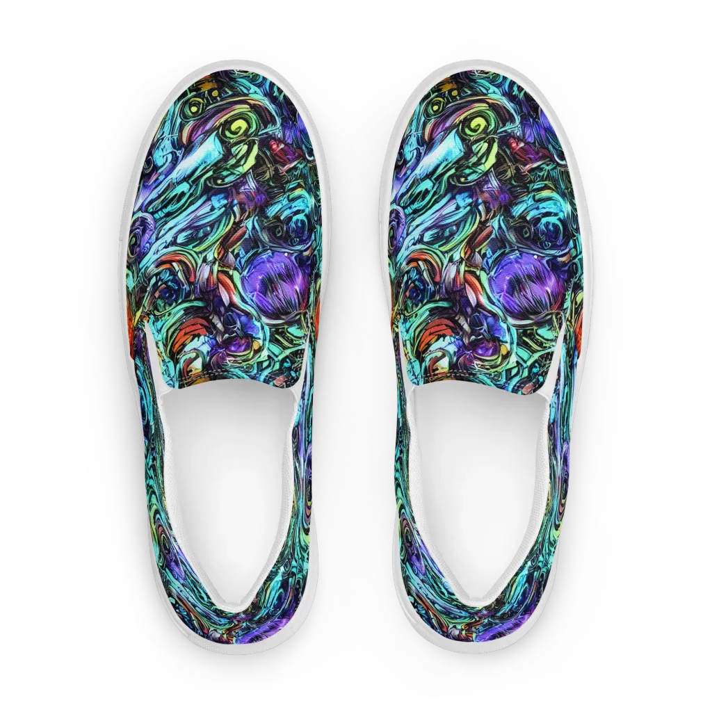 Iridescent Chaos on Men's Slip-On Canvas Shoes — Front