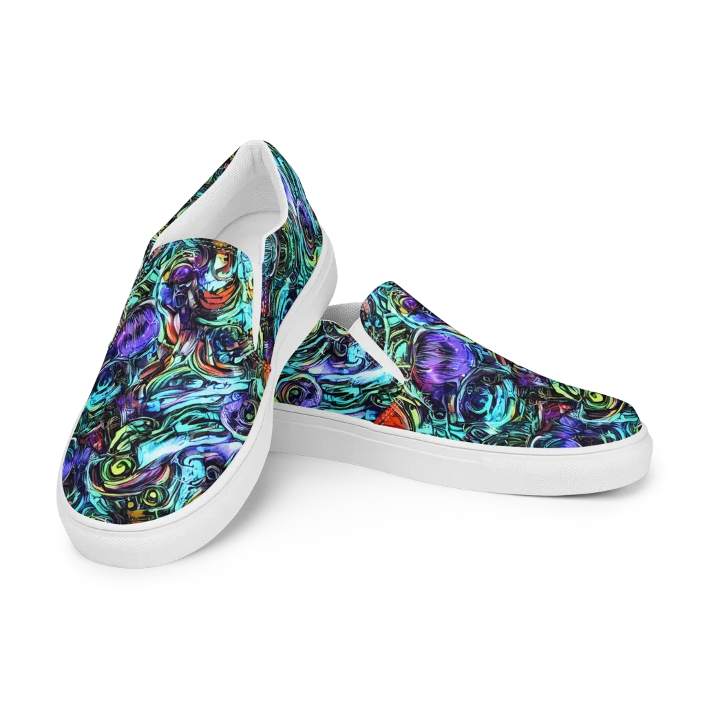 Iridescent Chaos on Men's Slip-On Canvas Shoes — Left Front