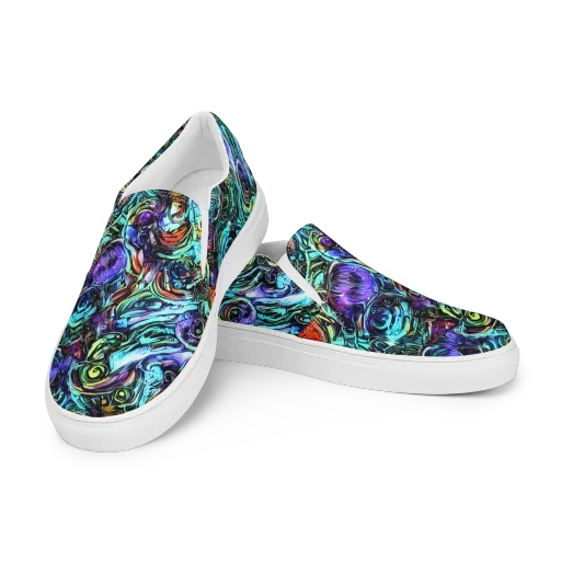 Iridescent Chaos on a Men's Slip-On Canvas Shoes