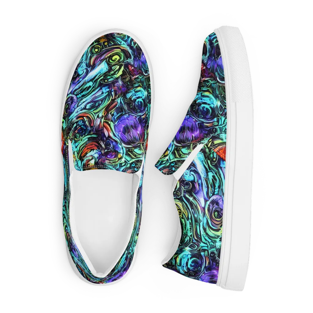Iridescent Chaos on Men's Slip-On Canvas Shoes — Front