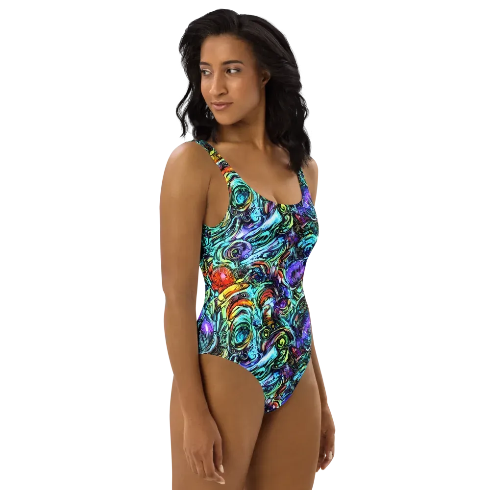 Iridescent Chaos on One-Piece Swimsuit — Right