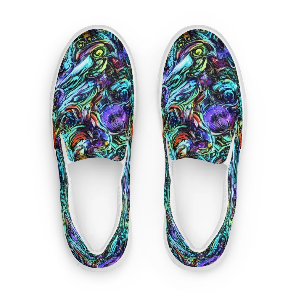 Iridescent Chaos on Women's Slip-On Canvas Shoes — Front