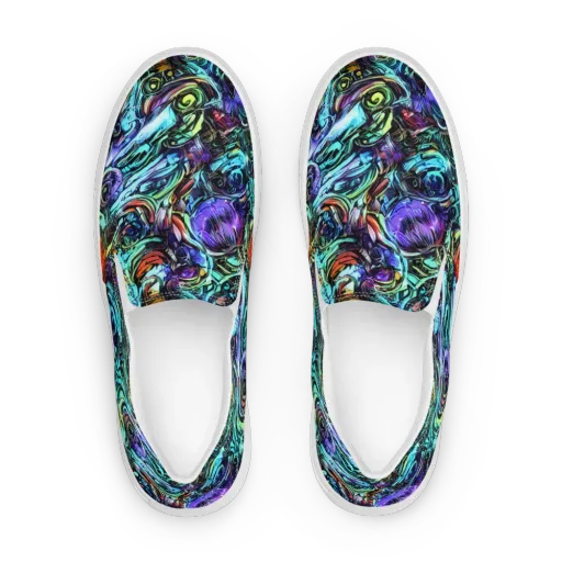 Iridescent Chaos on a Women's Slip-On Canvas Shoes
