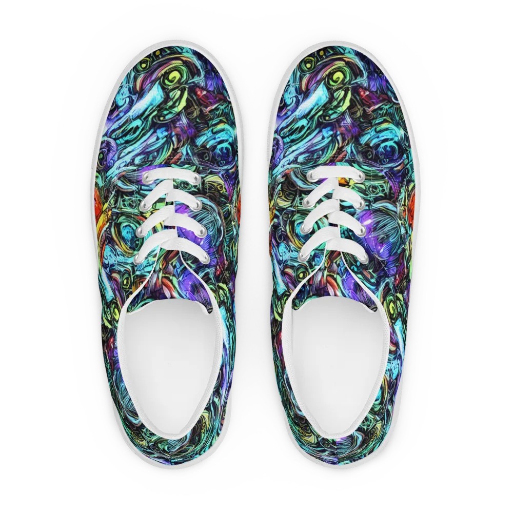 Iridescent Chaos on Men's Lace-Up Canvas Shoes — Front