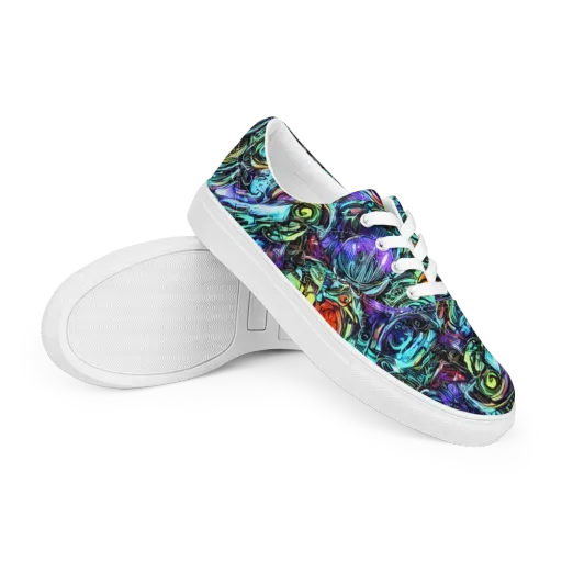 Iridescent Chaos on a Men's Lace-Up Canvas Shoes
