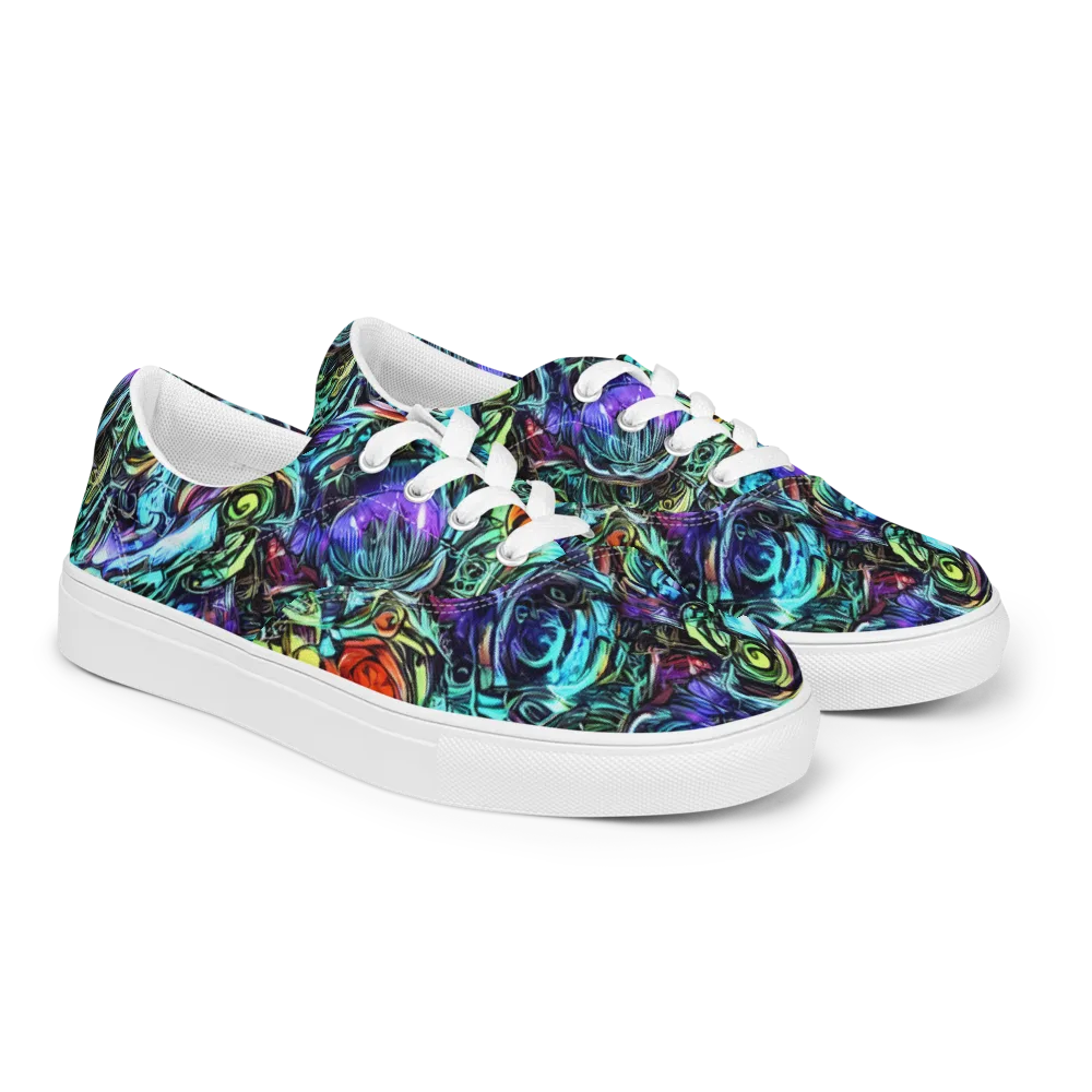 Iridescent Chaos on Men's Lace-Up Canvas Shoes — Right Front