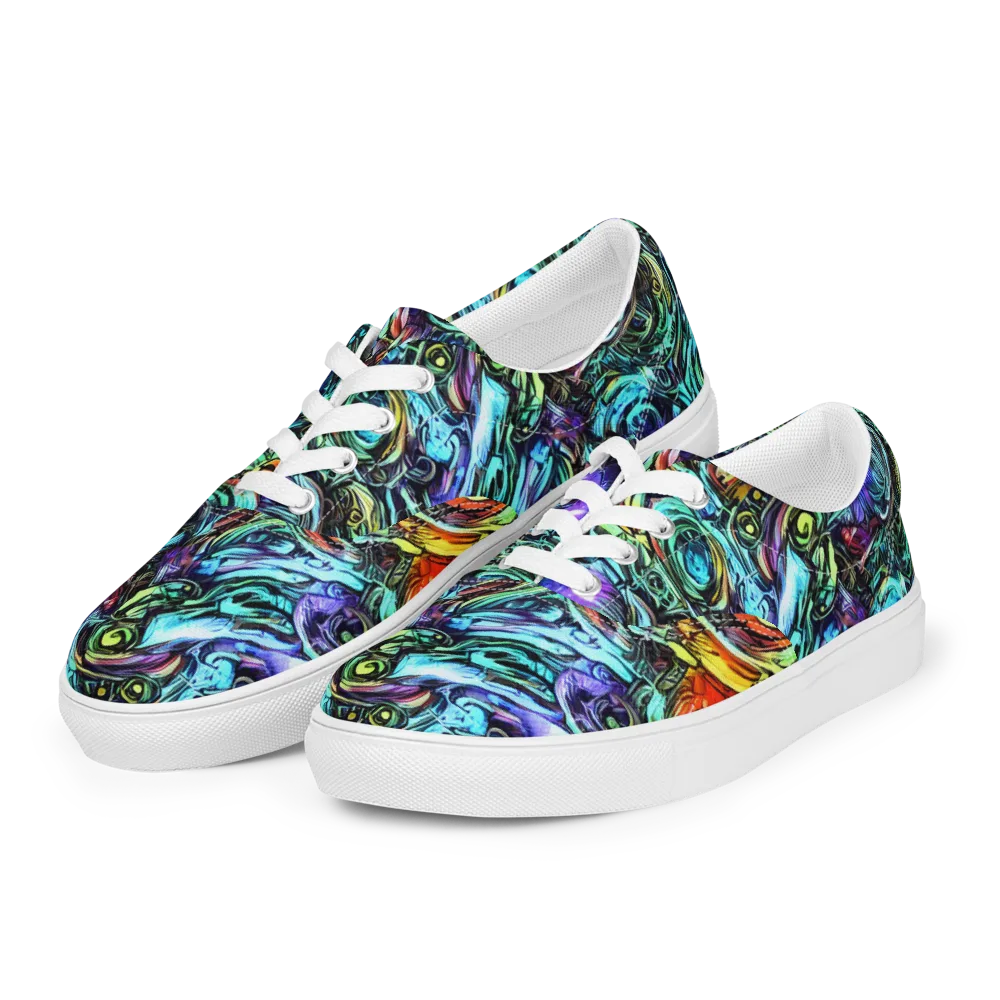 Iridescent Chaos on Men's Lace-Up Canvas Shoes — Left Front