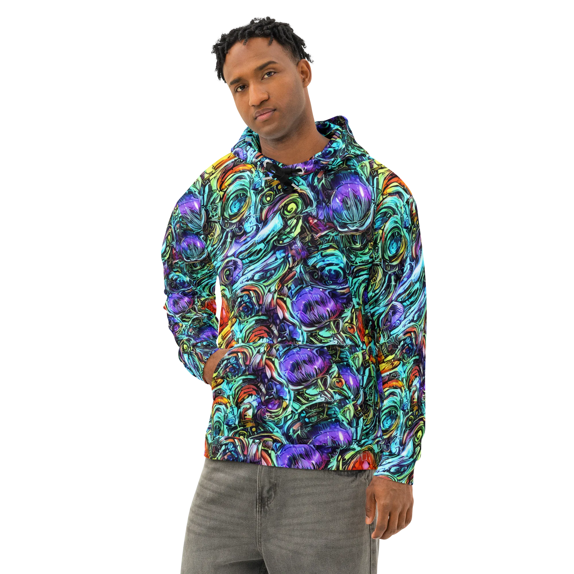 Iridescent Chaos on Cotton Hoodie — Left Front