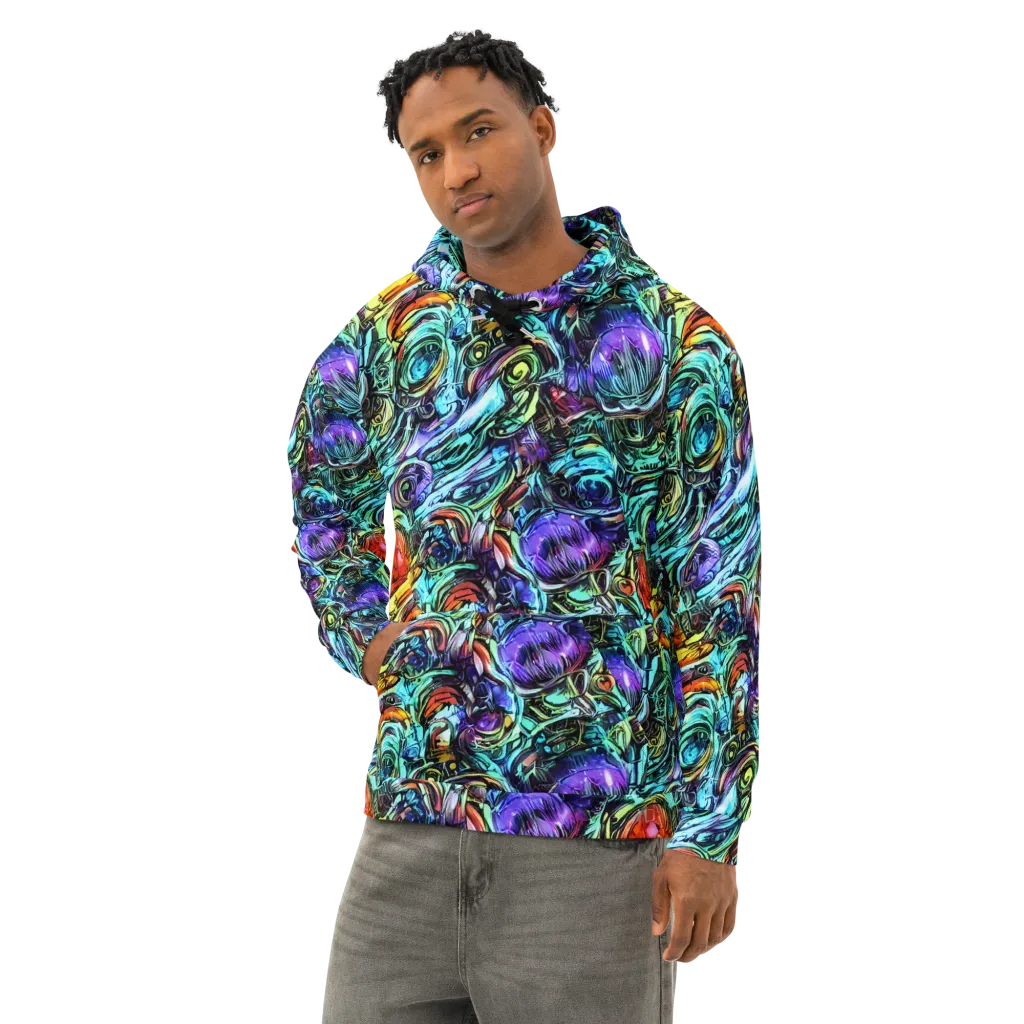 Iridescent Chaos on Cotton Hoodie — Left Front