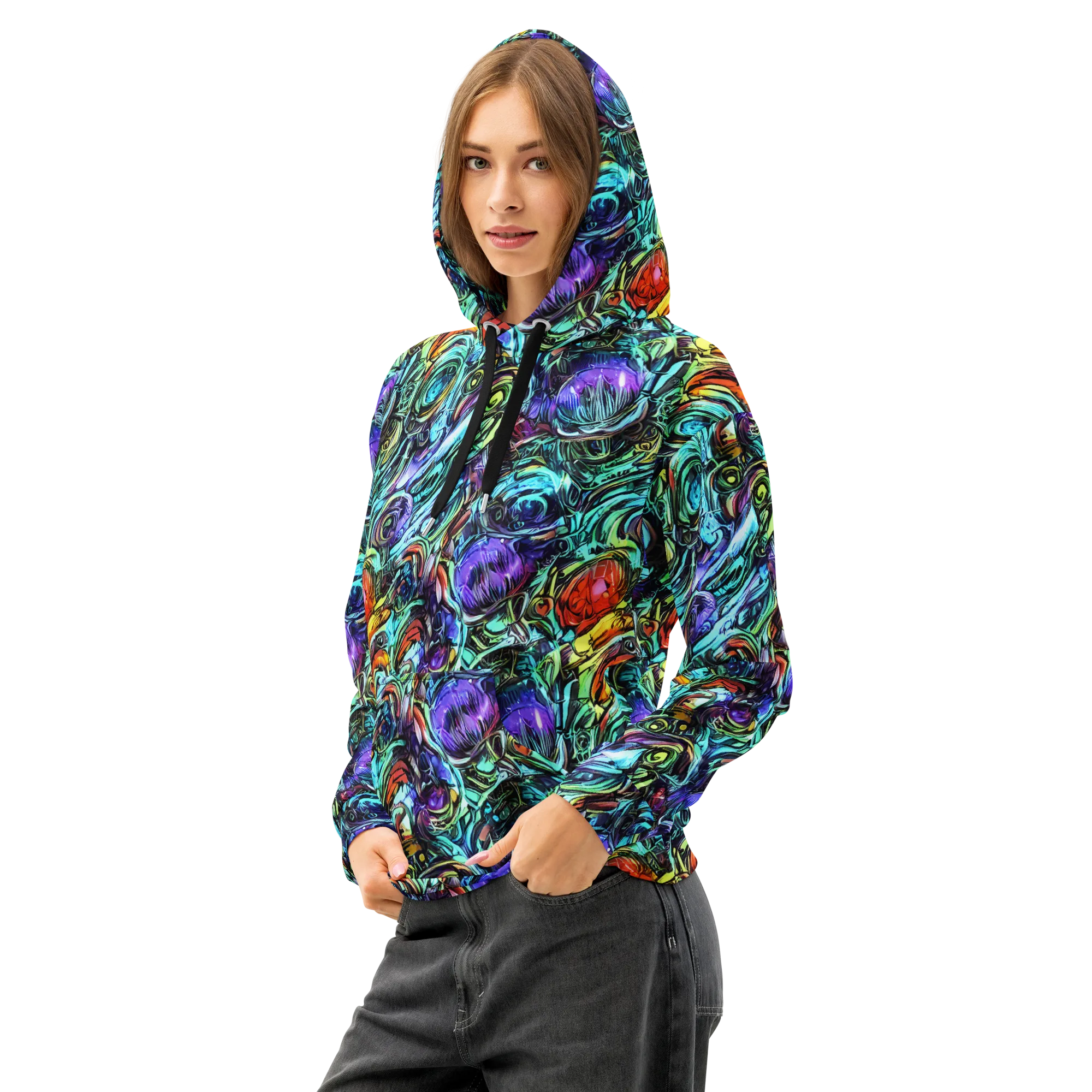 Iridescent Chaos on Cotton Hoodie — Left Front