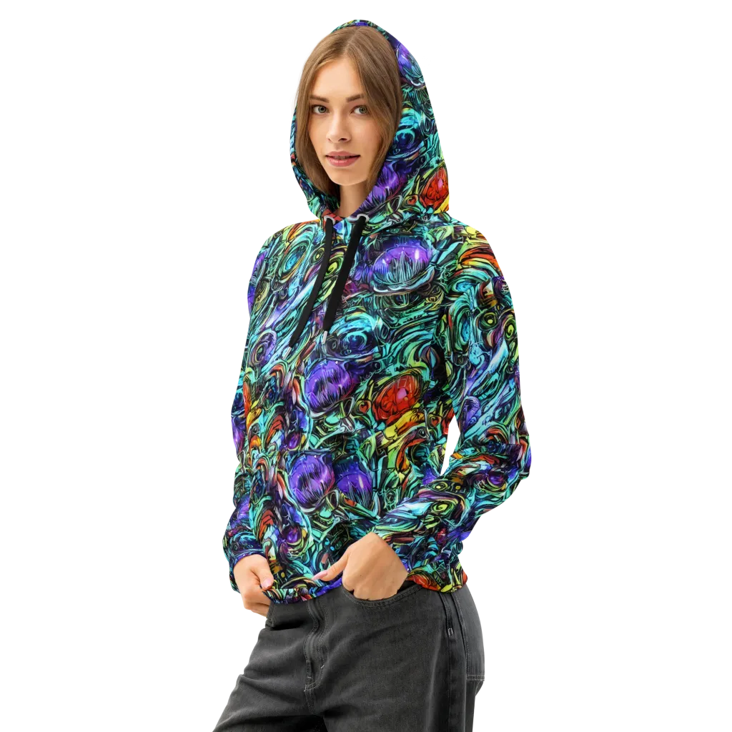 Iridescent Chaos on Cotton Hoodie — Left Front