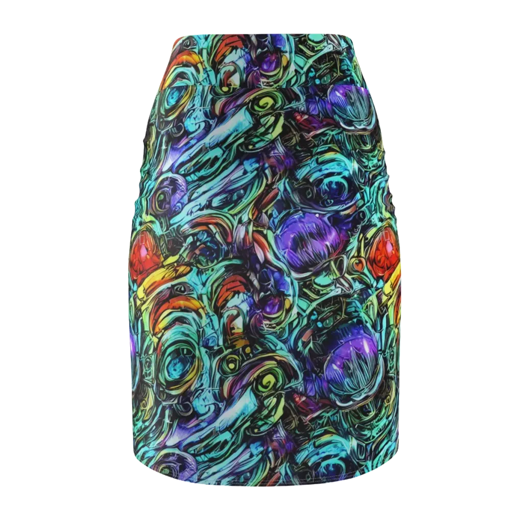 Iridescent Chaos on Pencil Skirt — Back