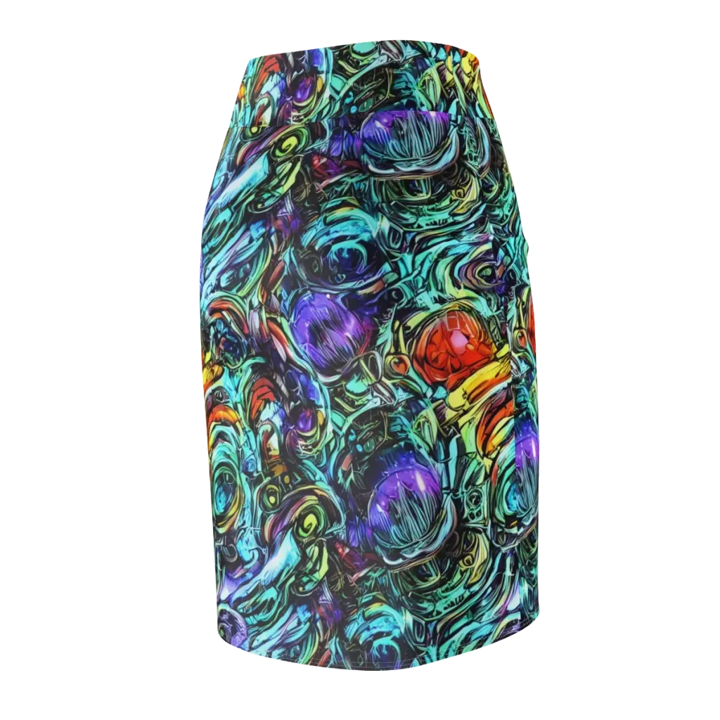 Iridescent Chaos on Pencil Skirt — Back Side