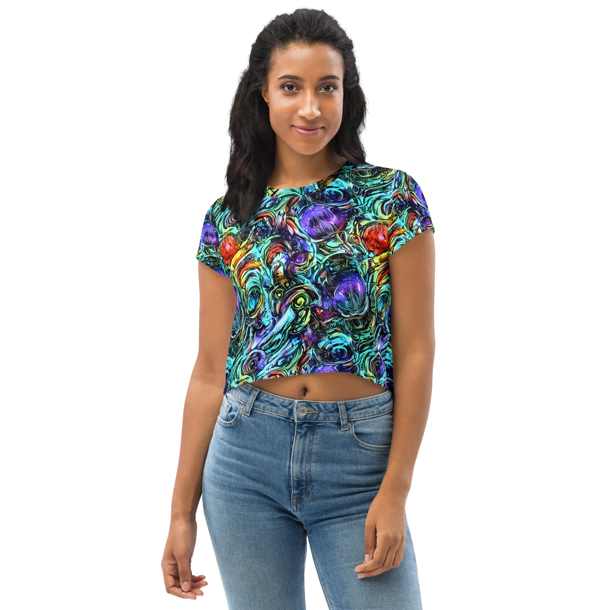 Iridescent Chaos on Crop Tee — Front