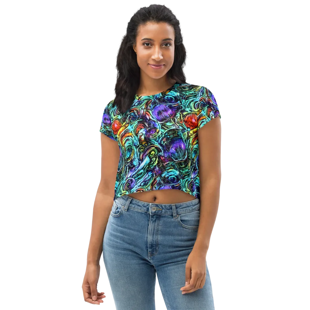 Iridescent Chaos on Crop Tee — Front