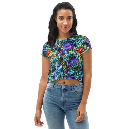 Iridescent Chaos on a Crop Tee
