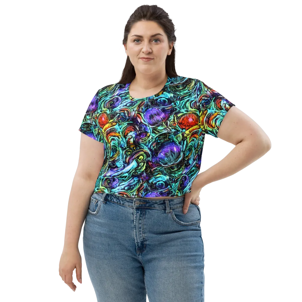 Iridescent Chaos on Crop Tee — Front