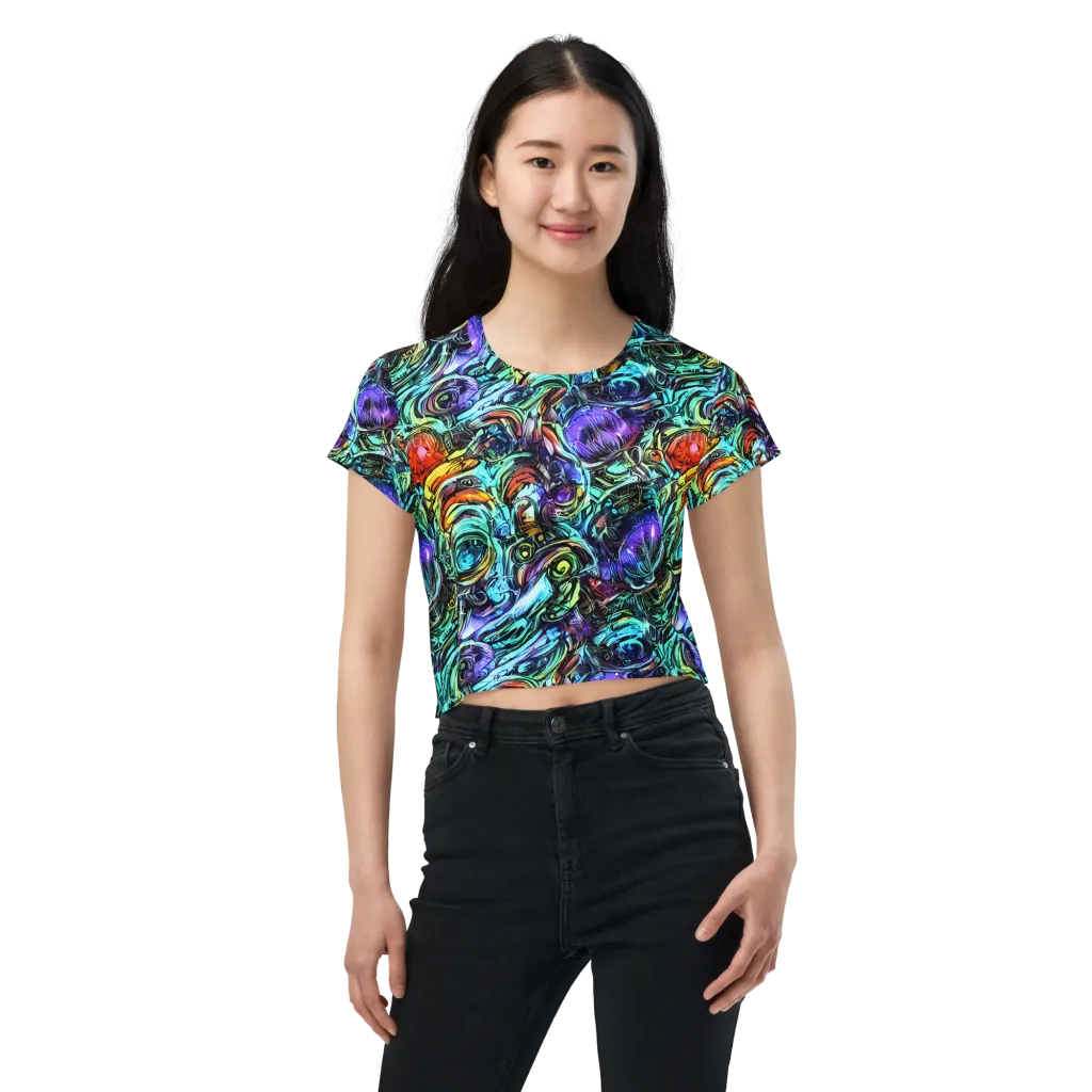 Iridescent Chaos on Crop Tee — Front